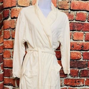 Cacique White Cotton Bath Robe Vintage 1995